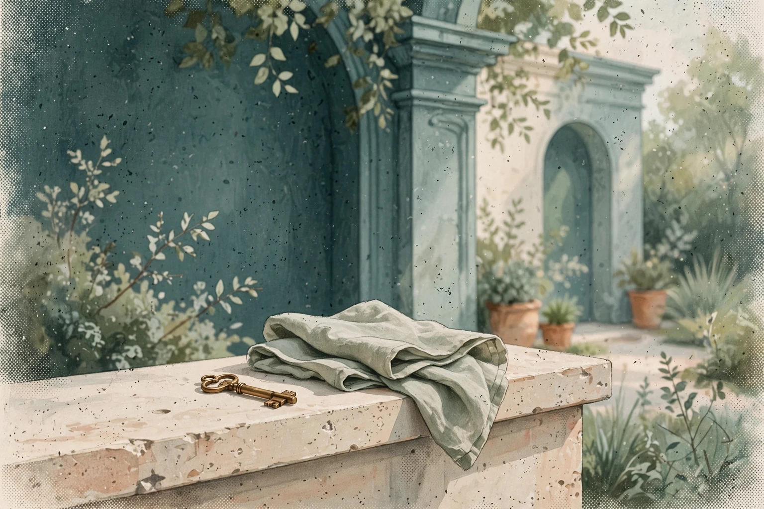 Small objects on a quiet garden sill